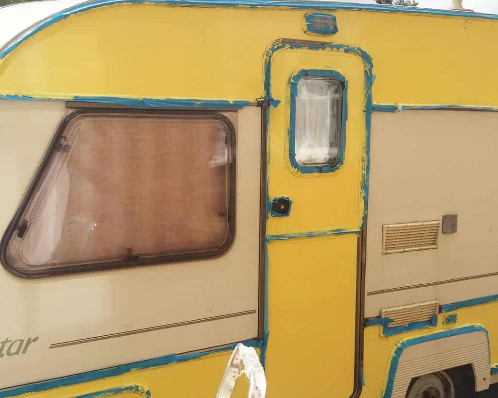 Painting a Caravan Exterior by The Twinkle Diaries